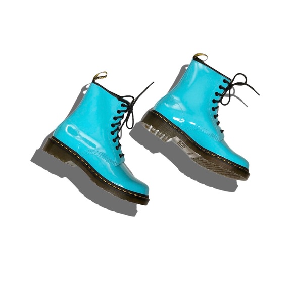 Free People x Dr. Martens 1460 Pascal Patent Leather Boots Turquoise $140 - Picture 2 of 16